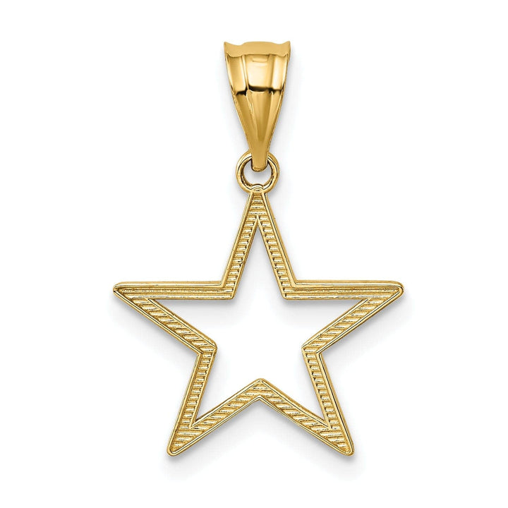 Lovely Rita's Pendants & Charms 14k Yellow Gold Solid Textured Polished Finish Star Design Charm Pendant