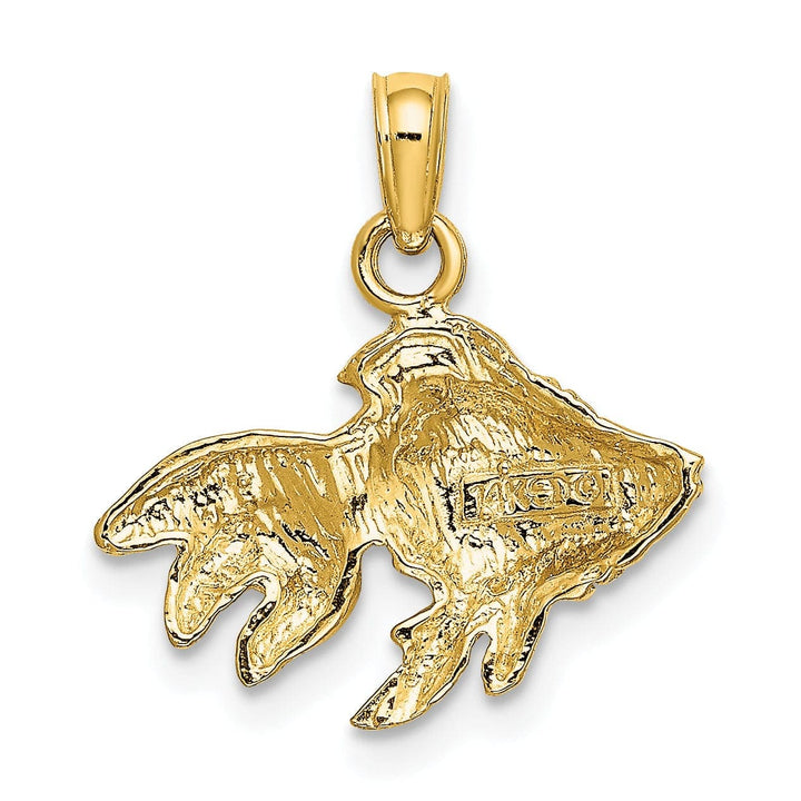 Lovely Rita's Pendants & Charms 14K Yellow Gold Solid Textured Polished Finish Striped Fish 2-Dimensional Design Charm Pendant
