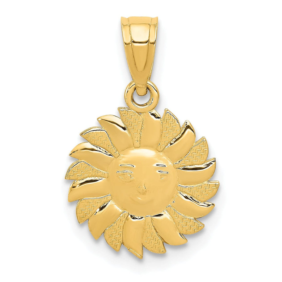 Lovely Rita's Pendants & Charms 14k Yellow Gold Solid Textured Polished Finish Sun with Face Design Charm Pendant