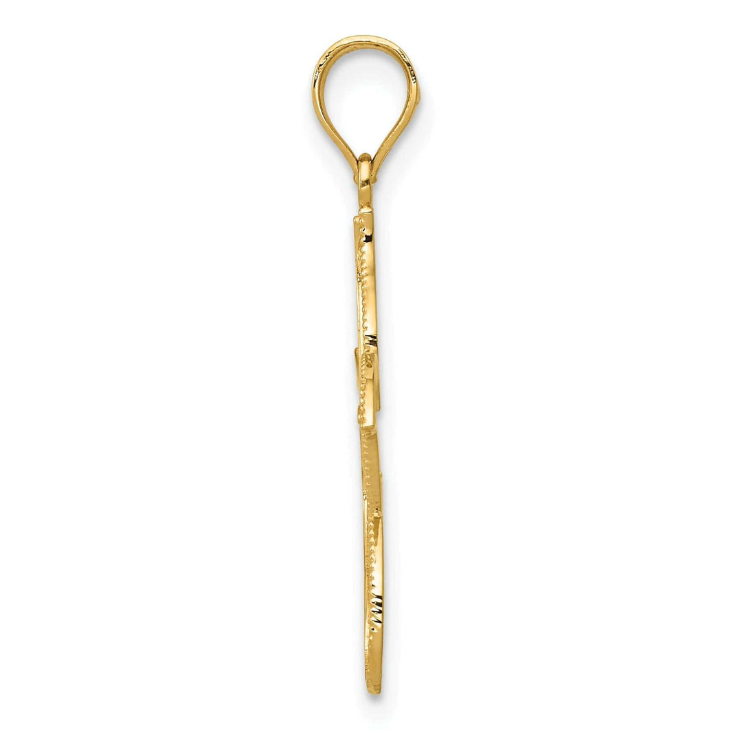 Lovely Rita's Pendants & Charms 14k Yellow Gold Solid Textured Polished Finish With Filigree Design Starfish Charm Pendant