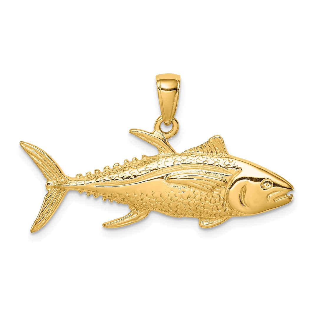 Lovely Rita's Pendants & Charms 14K Yellow Gold Solid Textured Polished Finish Yellowfin Tuna Fish Charm Pendant
