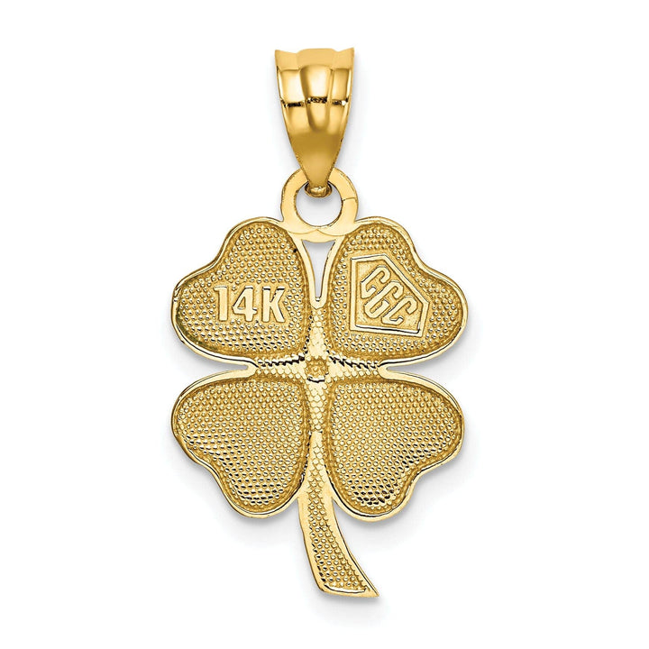 Lovely Rita's Pendants & Charms 14k Yellow Gold Solid Textured Polished Green Enameled Finish 4-leaf Clover Charm Pendant