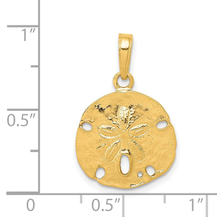 Lovely Rita's Pendants & Charms 14k Yellow Gold Solid Textured Polished Men's Sand Dollar Charm Pendant