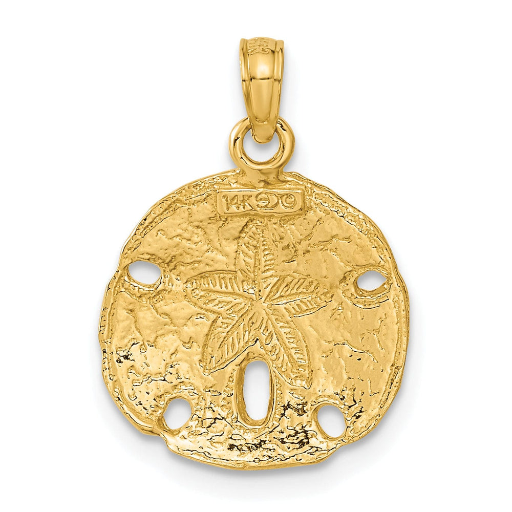Lovely Rita's Pendants & Charms 14k Yellow Gold Solid Textured Polished Men's Sand Dollar Charm Pendant