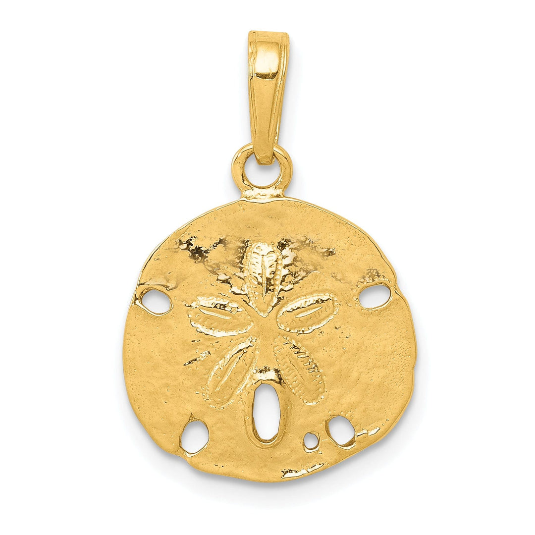 Lovely Rita's Pendants & Charms 14k Yellow Gold Solid Textured Polished Men's Sand Dollar Charm Pendant