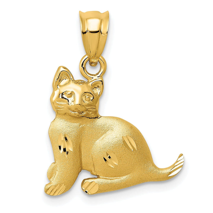 Lovely Rita's Pendants & Charms 14k Yellow Gold Solid Textured Satin Finish Cat Charm Pendant