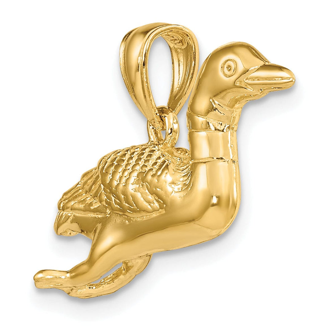 Lovely Rita's Pendants & Charms 14k Yellow Gold Solid Txtured Polished Finish 3-Dimensional Mallard Charm Pendant