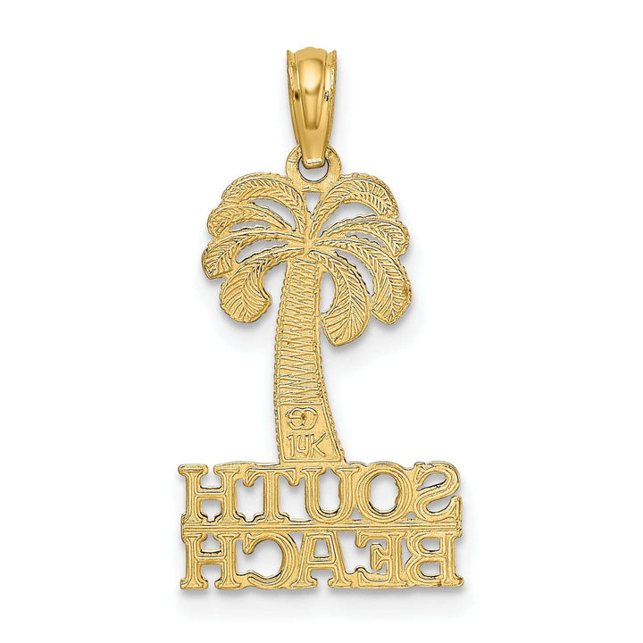 Lovely Rita's Pendants & Charms 14K Yellow Gold SOUTH BEACH Under Palm Tree Sign Pendant
