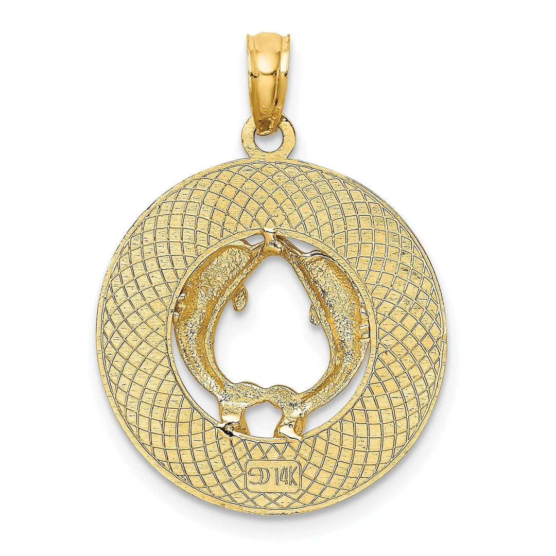Lovely Rita's Pendants & Charms 14K Yellow Gold ST. AUGUSTINE Florida Double Dolphins in Circle Pendant