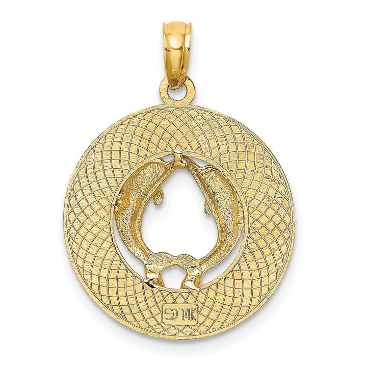 Lovely Rita's Pendants & Charms 14K Yellow Gold ST. AUGUSTINE Florida Double Dolphins in Circle Pendant