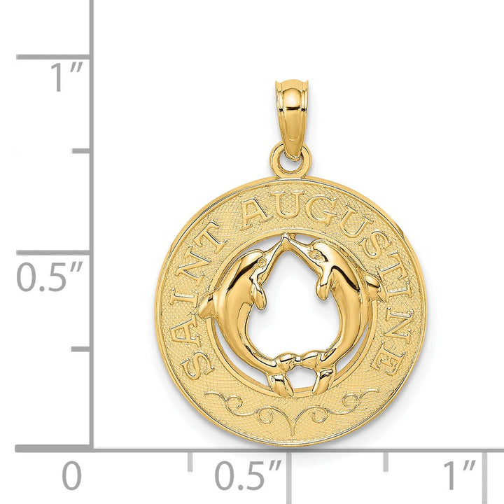 Lovely Rita's Pendants & Charms 14K Yellow Gold ST. AUGUSTINE Florida Double Dolphins in Circle Pendant