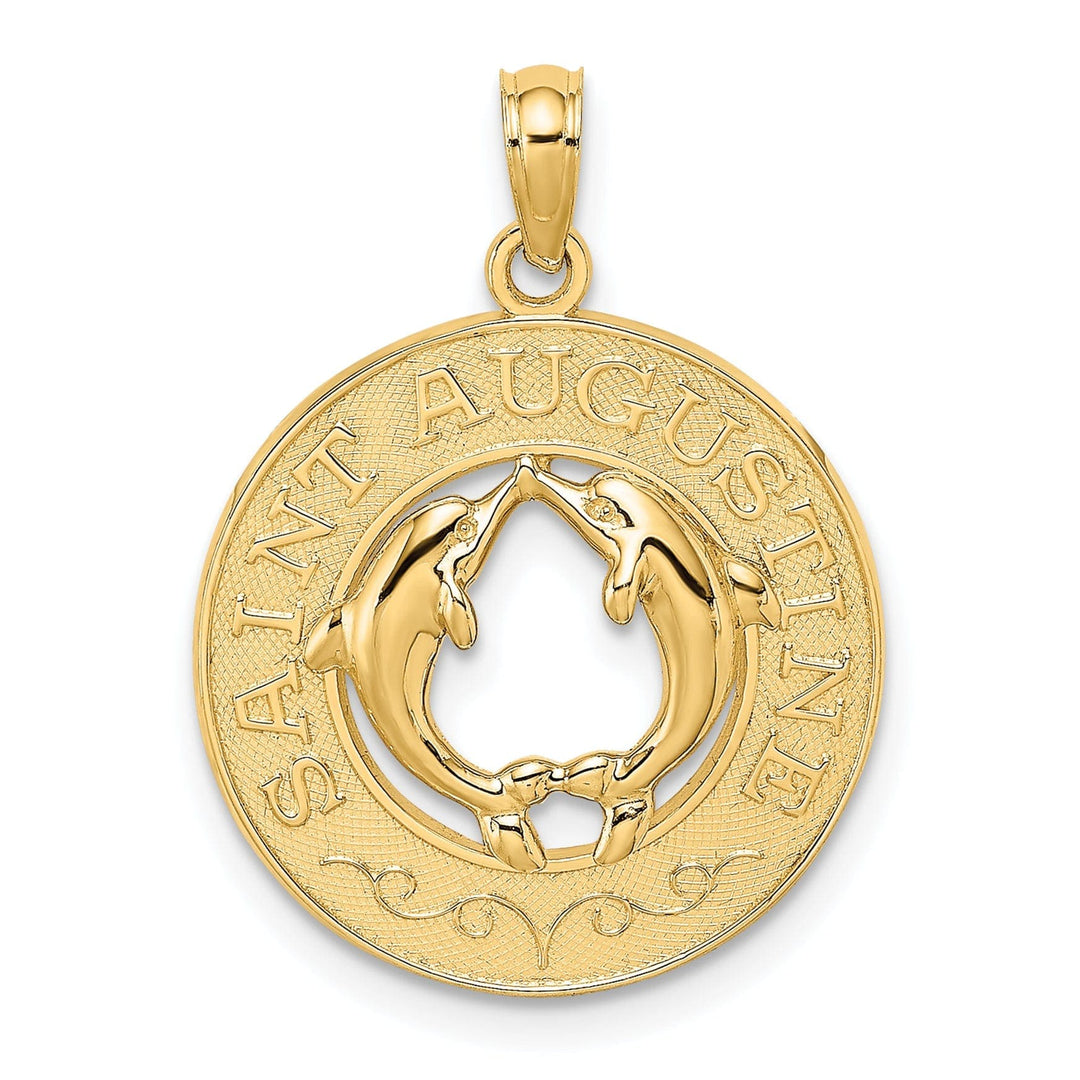 Lovely Rita's Pendants & Charms 14K Yellow Gold ST. AUGUSTINE Florida Double Dolphins in Circle Pendant