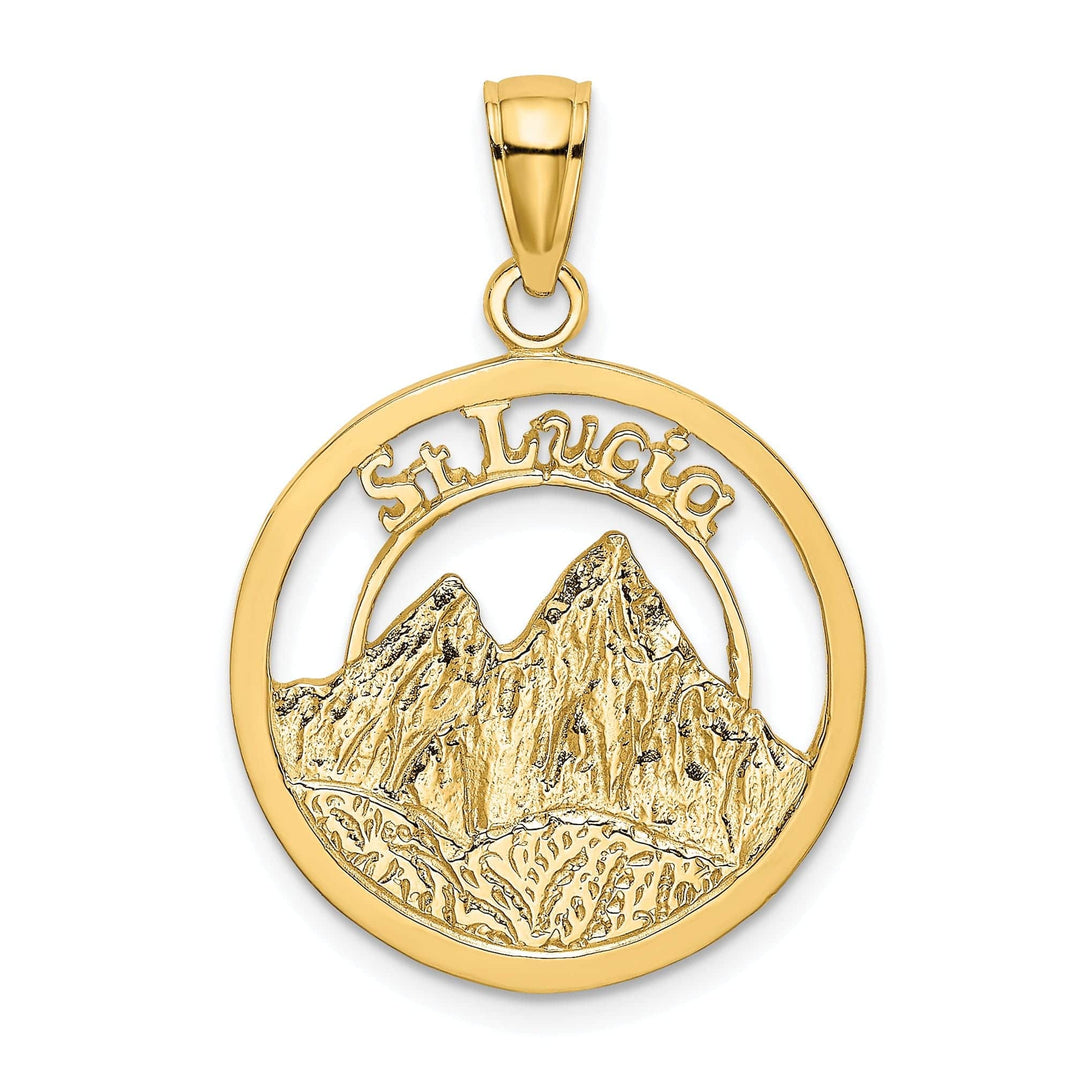Lovely Rita's Pendants & Charms 14K Yellow Gold ST. LUCIA Twin Peaks Pitons Mountains Pendant