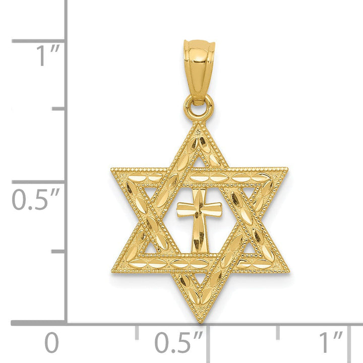 Lovely Rita's Pendants & Charms 14k Yellow Gold Star of David and Cross Pendant
