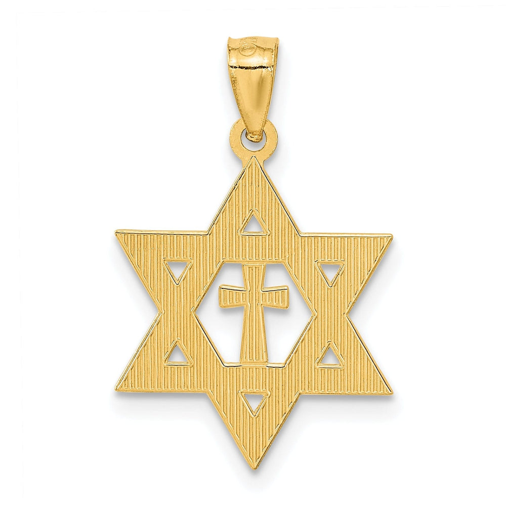 Lovely Rita's Pendants & Charms 14k Yellow Gold Star of David and Cross Pendant