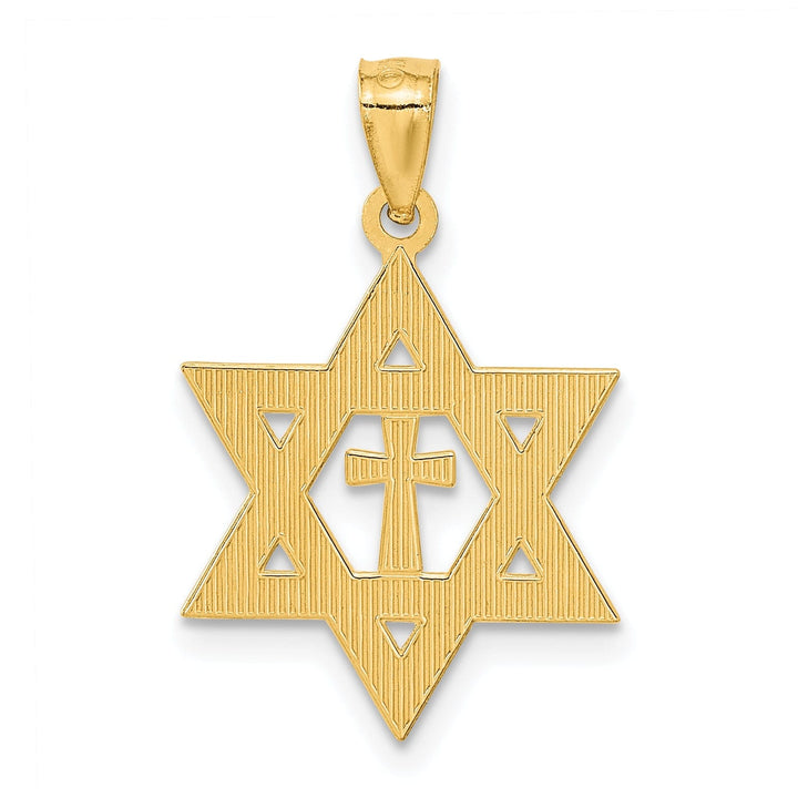 Lovely Rita's Pendants & Charms 14k Yellow Gold Star of David and Cross Pendant