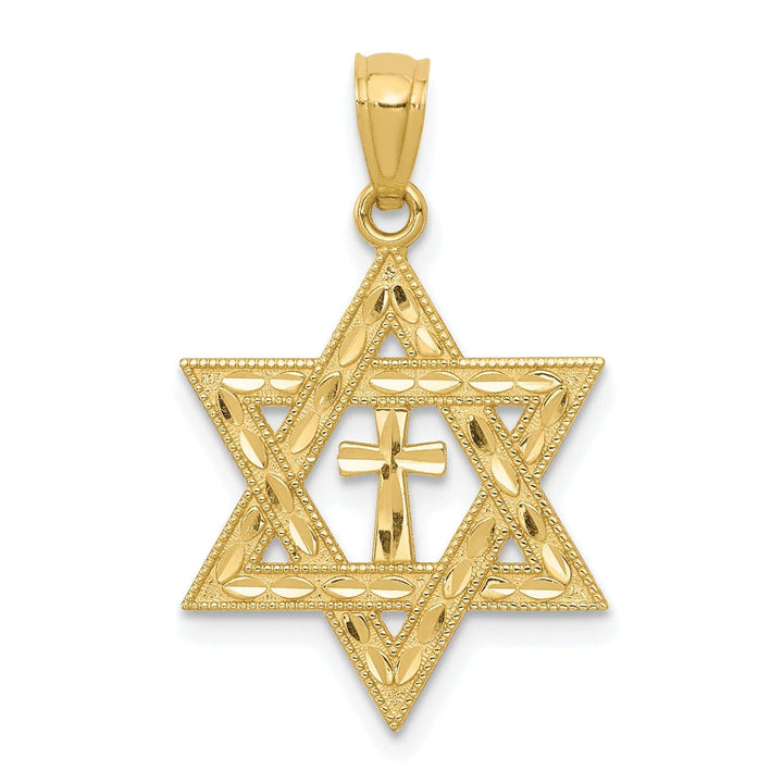 Lovely Rita's Pendants & Charms 14k Yellow Gold Star of David and Cross Pendant