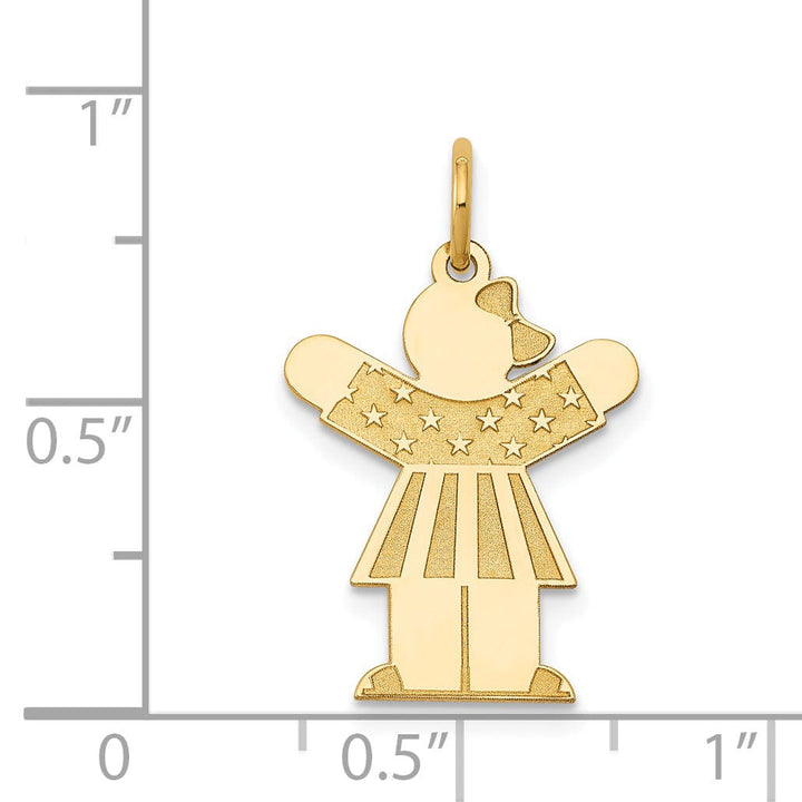 Lovely Rita's Pendants & Charms 14k Yellow Gold Stars Stripes Girl Love Charm