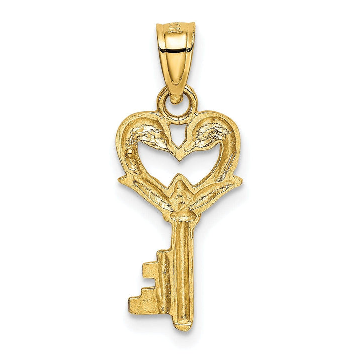 Lovely Rita's Pendants & Charms 14K Yellow Gold Swans Heart Key Design Charm Pendant
