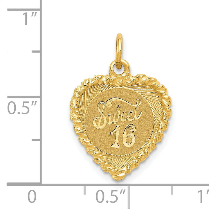 Lovely Rita's Pendants & Charms 14k Yellow Gold Sweet Sixteen Heart Charm Pendant