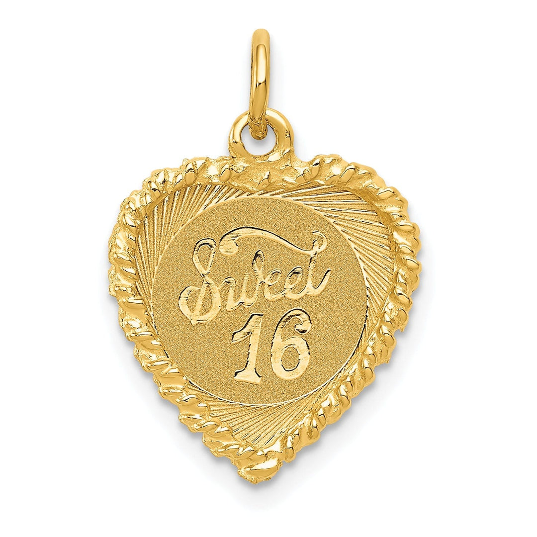 Lovely Rita's Pendants & Charms 14k Yellow Gold Sweet Sixteen Heart Charm Pendant