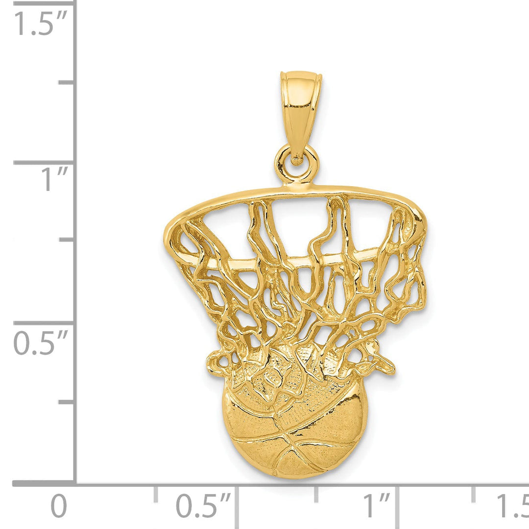 Lovely Rita's Pendants & Charms 14k Yellow Gold Swoosh Basketball Net Pendant