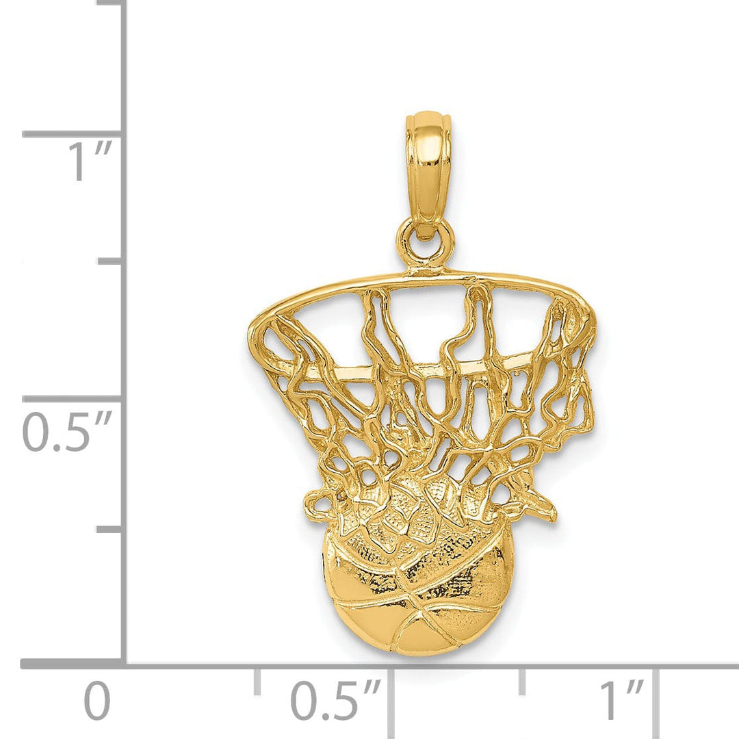 Lovely Rita's Pendants & Charms 14k Yellow Gold Swoosh Basketball Net Pendant