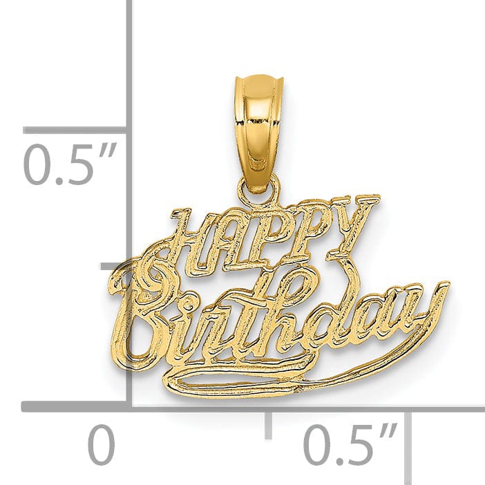 Lovely Rita's Pendants & Charms 14k Yellow Gold Talking HAPPY BIRTHDAY Script Design Pendant
