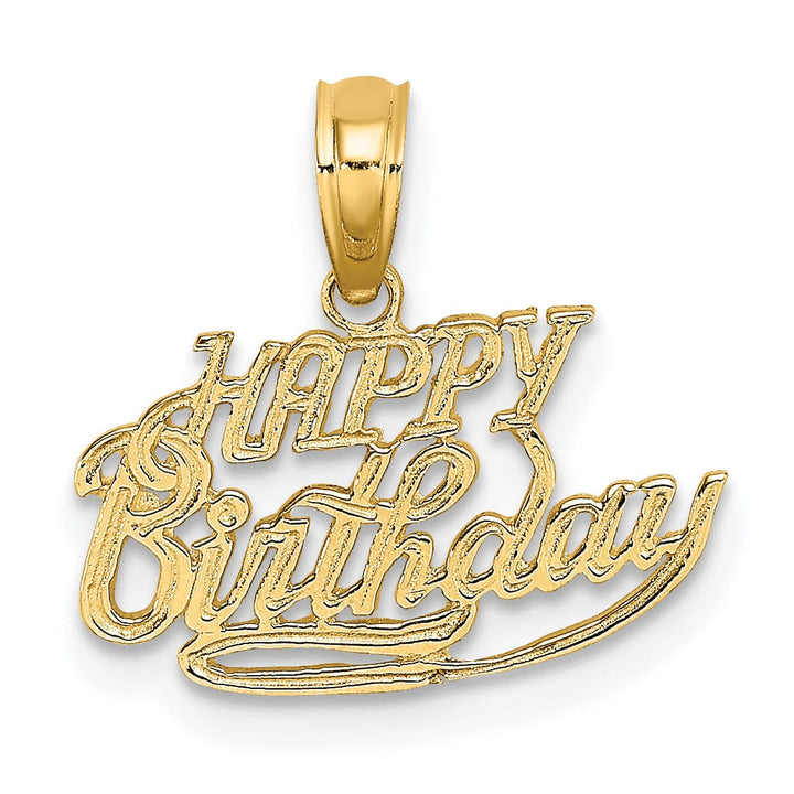 Lovely Rita's Pendants & Charms 14k Yellow Gold Talking HAPPY BIRTHDAY Script Design Pendant