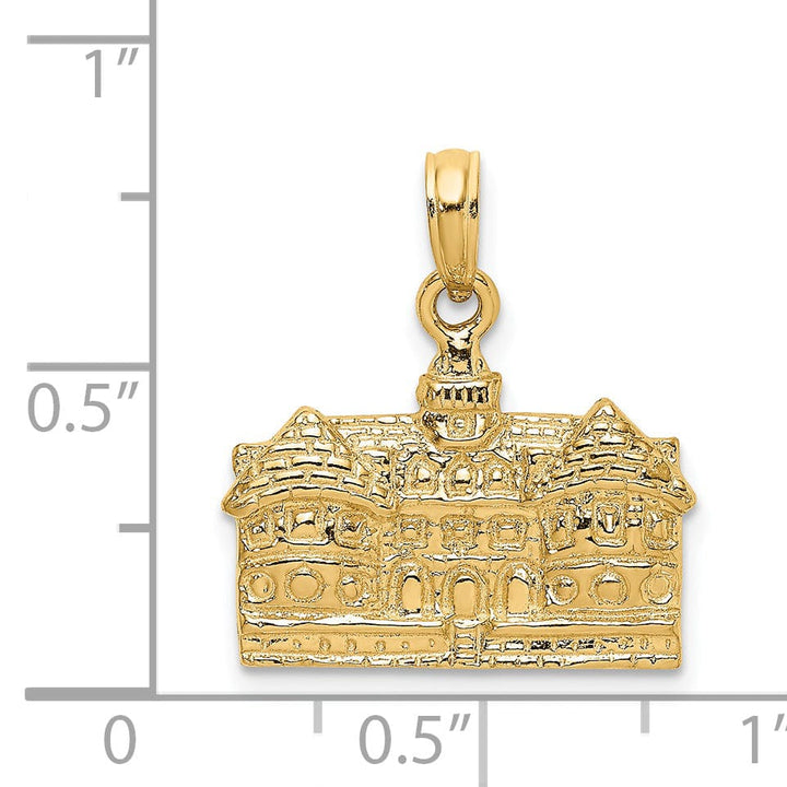 Lovely Rita's Pendants & Charms 14K Yellow Gold Tectured Polished Finish 3-Dimensional Court House in WILLIAMSBURG, Virginia Charm Pendant