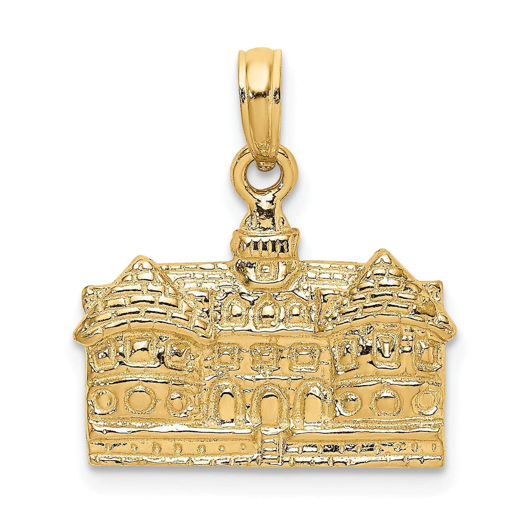 Lovely Rita's Pendants & Charms 14K Yellow Gold Tectured Polished Finish 3-Dimensional Court House in WILLIAMSBURG, Virginia Charm Pendant