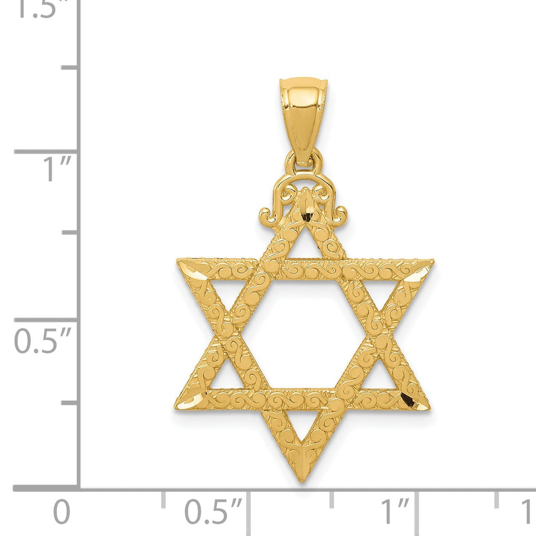 Lovely Rita's Pendants & Charms 14k Yellow Gold Texture D.C Finish Solid Star of David Pendant