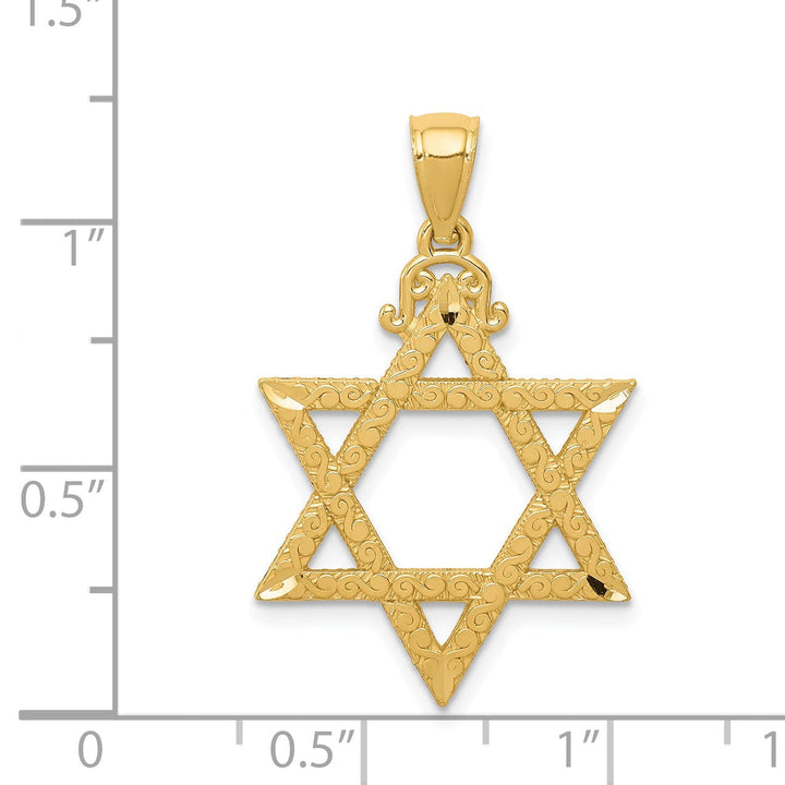 Lovely Rita's Pendants & Charms 14k Yellow Gold Texture D.C Finish Solid Star of David Pendant