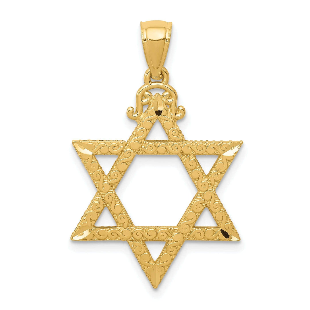 Lovely Rita's Pendants & Charms 14k Yellow Gold Texture D.C Finish Solid Star of David Pendant