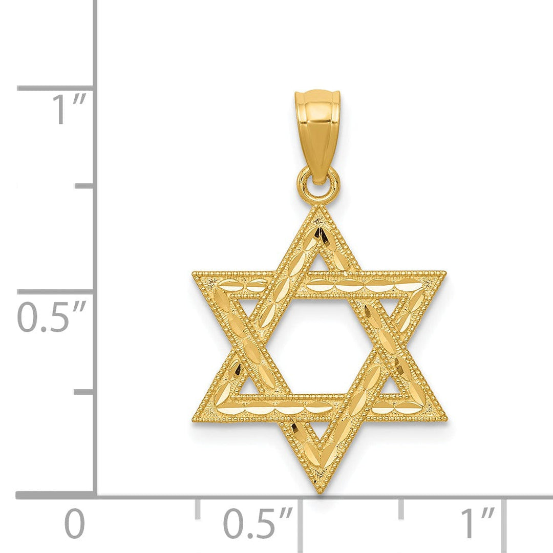 Lovely Rita's Pendants & Charms 14K Yellow Gold Texture D.C Polished Finish Solid Star of David Pendant