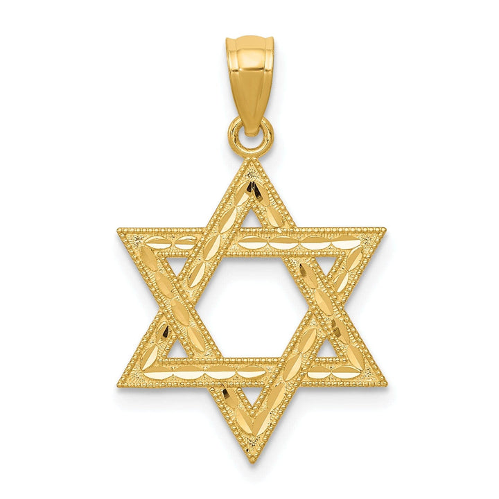 Lovely Rita's Pendants & Charms 14K Yellow Gold Texture D.C Polished Finish Solid Star of David Pendant