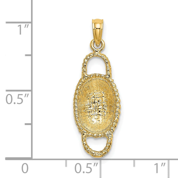 Lovely Rita's Pendants & Charms 14K Yellow Gold Texture Finish 3-Dimensional 2 Handles Oval Basket Charm Pendant