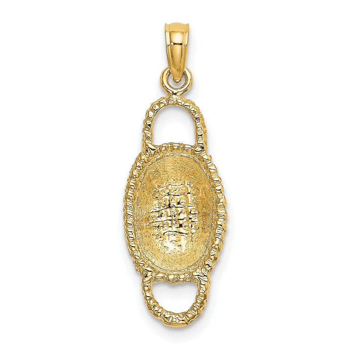 Lovely Rita's Pendants & Charms 14K Yellow Gold Texture Finish 3-Dimensional 2 Handles Oval Basket Charm Pendant