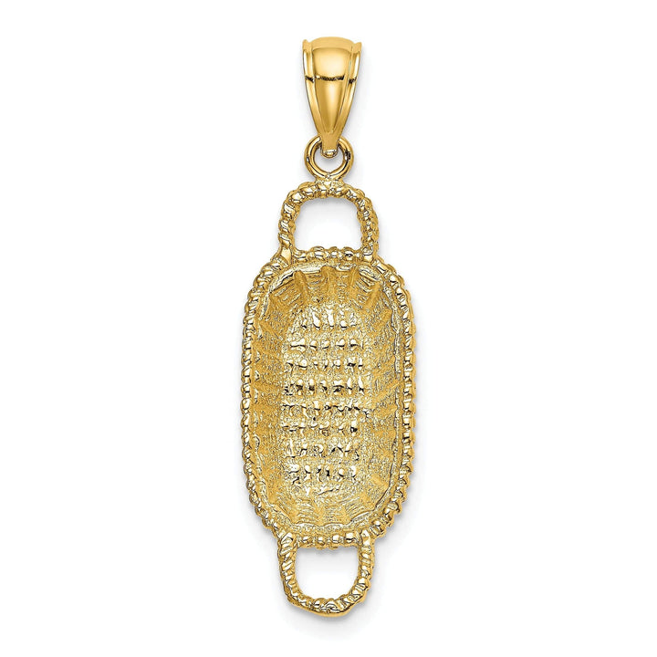 Lovely Rita's Pendants & Charms 14K Yellow Gold Texture Finish 3-Dimensional 2 Handles Rectangular Basket Charm Pendant