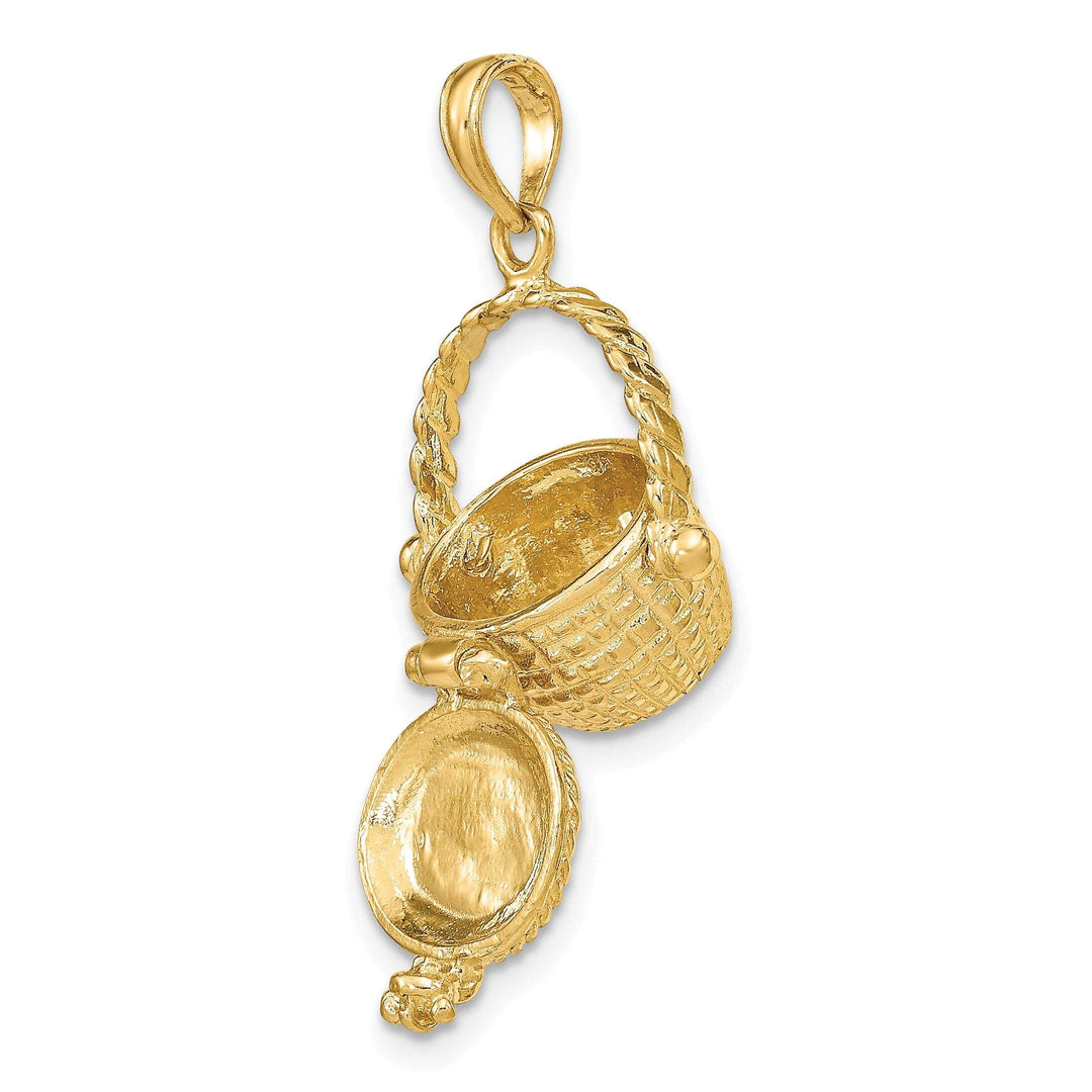 Lovely Rita's Pendants & Charms 14K Yellow Gold Texture Finish 3-Dimensional Moveable Nantucket Basket Charm Pendant