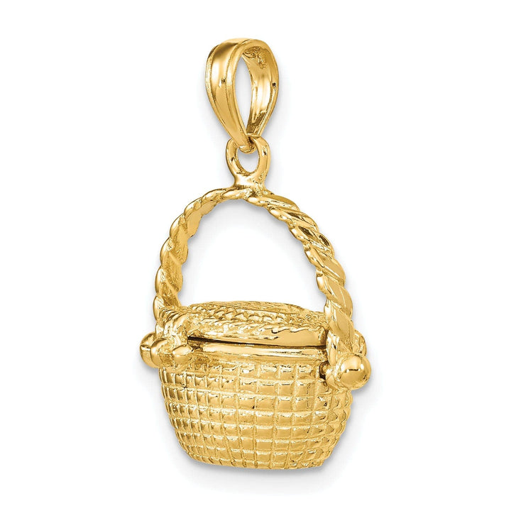 Lovely Rita's Pendants & Charms 14K Yellow Gold Texture Finish 3-Dimensional Moveable Nantucket Basket Charm Pendant