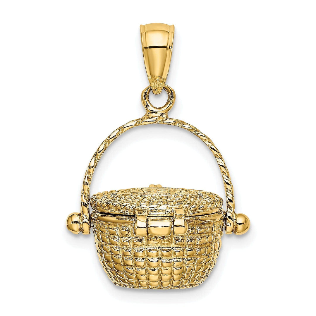 Lovely Rita's Pendants & Charms 14K Yellow Gold Texture Finish 3-Dimensional Moveable Nantucket Basket Charm Pendant