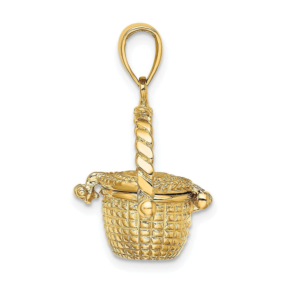 Lovely Rita's Pendants & Charms 14K Yellow Gold Texture Finish 3-Dimensional Moveable Nantucket Basket Charm Pendant