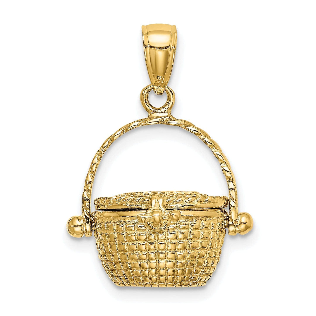 Lovely Rita's Pendants & Charms 14K Yellow Gold Texture Finish 3-Dimensional Moveable Nantucket Basket Charm Pendant