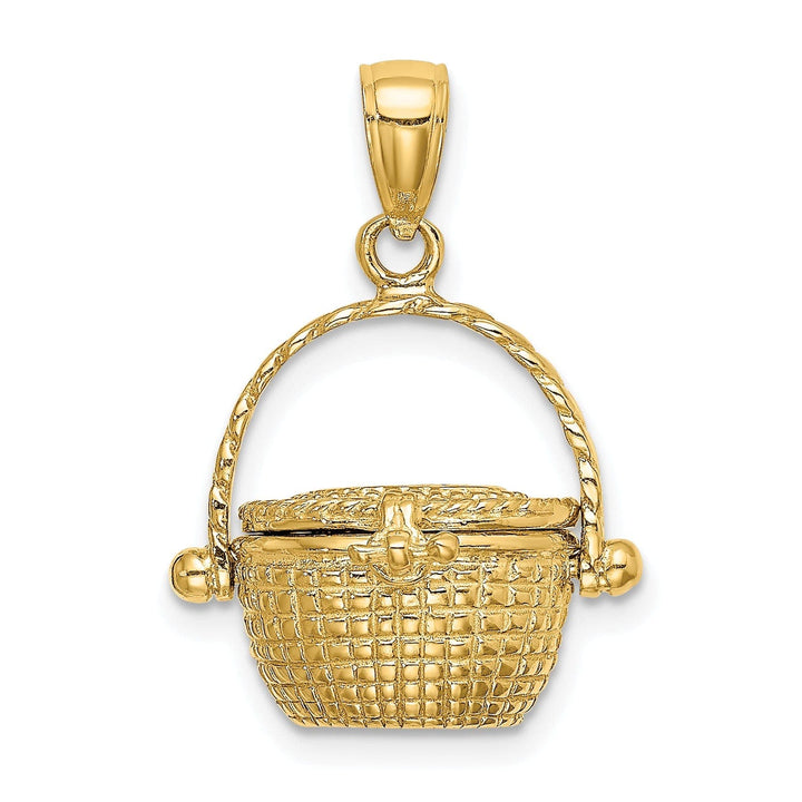Lovely Rita's Pendants & Charms 14K Yellow Gold Texture Finish 3-Dimensional Moveable Nantucket Basket Charm Pendant