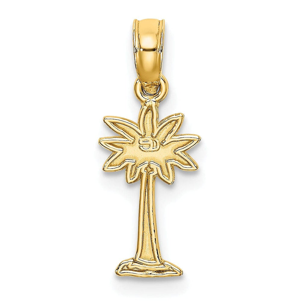 Lovely Rita's Pendants & Charms 14K Yellow Gold Texture Finish Flat Back 2-Dimensional Small Size Palmetto Palm Tree Charm Pendant