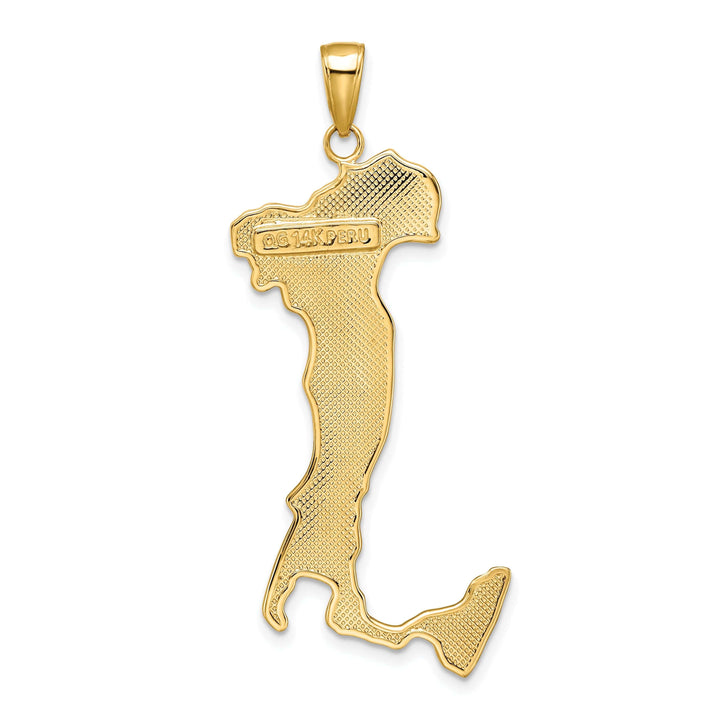 Lovely Rita's Pendants & Charms 14K Yellow Gold Texture Finish Map of ITALY Boot Large Solid Charm Pendant