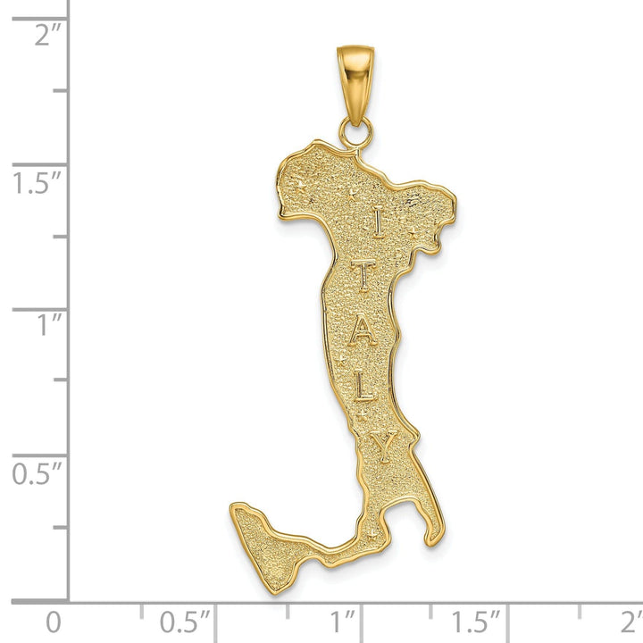Lovely Rita's Pendants & Charms 14K Yellow Gold Texture Finish Map of ITALY Boot Large Solid Charm Pendant