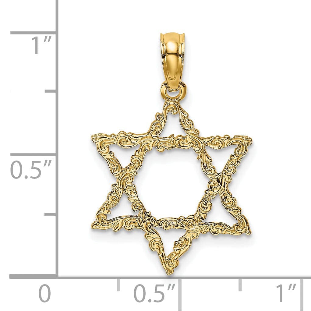 Lovely Rita's Pendants & Charms 14K Yellow Gold Texture Polish Finish Flat Back Star of David Pendant