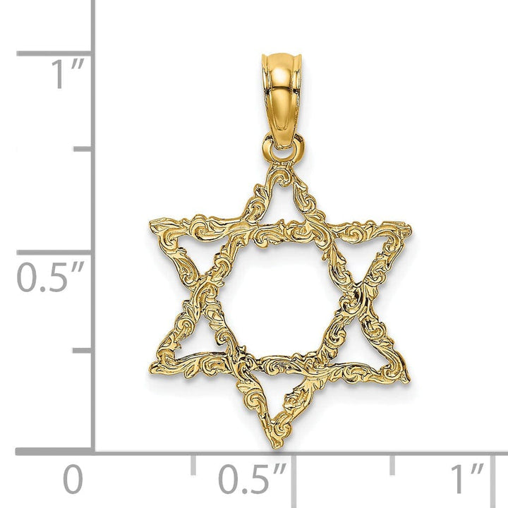 Lovely Rita's Pendants & Charms 14K Yellow Gold Texture Polish Finish Flat Back Star of David Pendant